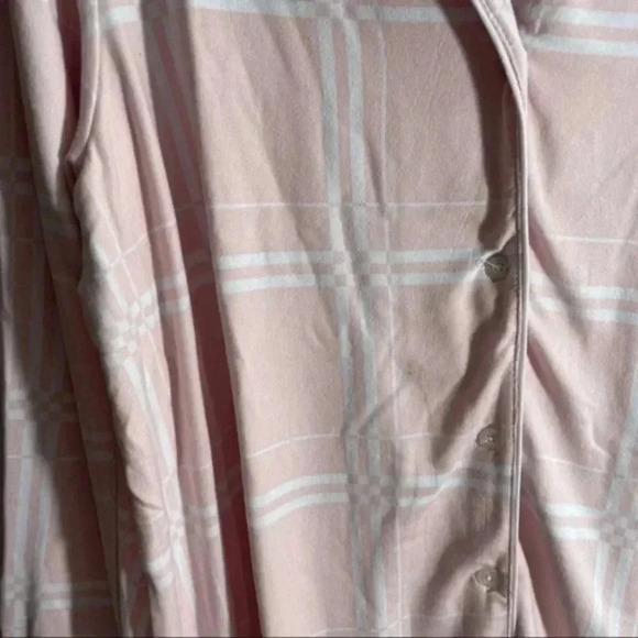 Anne Klein long sleeve notch plaid sleep shirt Pink medium - Picture 6 of 7